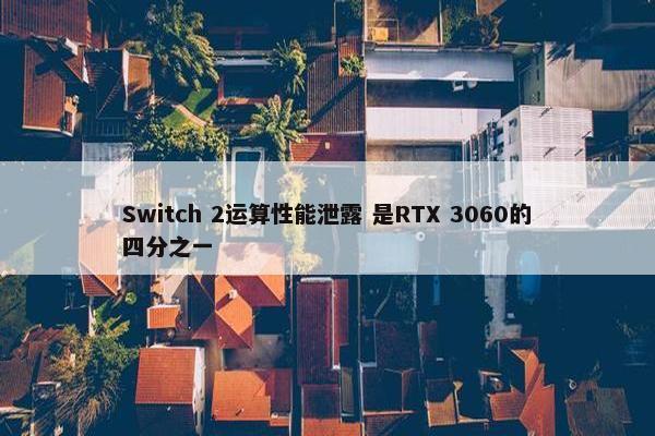 Switch 2运算性能泄露 是RTX 3060的四分之一