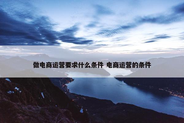 做电商运营要求什么条件 电商运营的条件