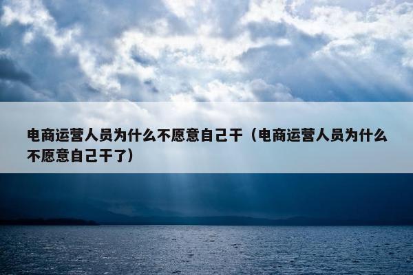 电商运营人员为什么不愿意自己干（电商运营人员为什么不愿意自己干了）