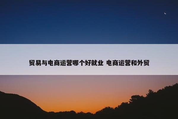 贸易与电商运营哪个好就业 电商运营和外贸