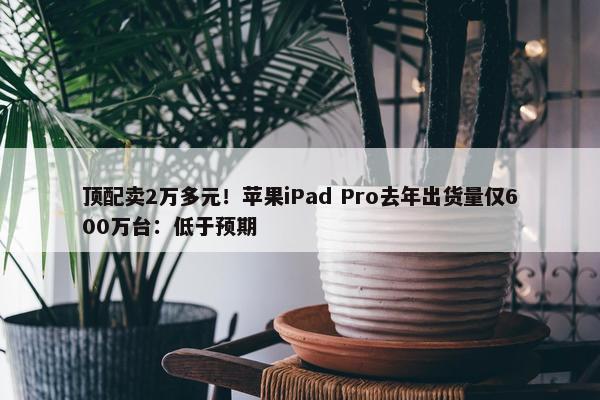 顶配卖2万多元！苹果iPad Pro去年出货量仅600万台：低于预期