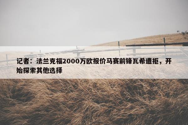 记者：法兰克福2000万欧报价马赛前锋瓦希遭拒，开始探索其他选择