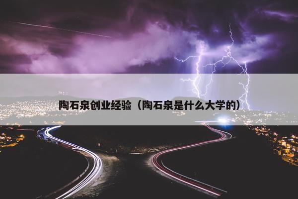 陶石泉创业经验（陶石泉是什么大学的）