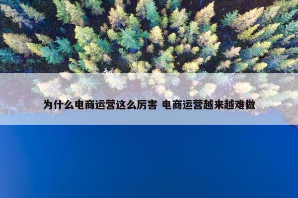 为什么电商运营这么厉害 电商运营越来越难做