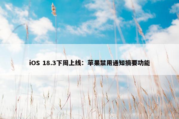 iOS 18.3下周上线：苹果禁用通知摘要功能