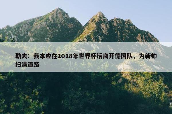 勒夫：我本应在2018年世界杯后离开德国队，为新帅扫清道路