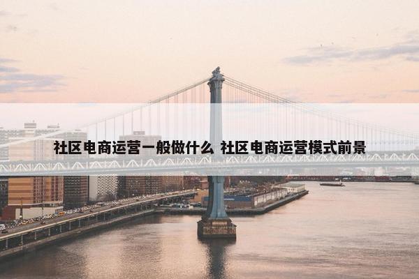 社区电商运营一般做什么 社区电商运营模式前景