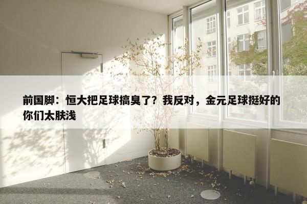 前国脚：恒大把足球搞臭了？我反对，金元足球挺好的 你们太肤浅