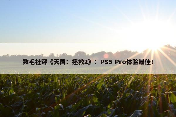 数毛社评《天国：拯救2》：PS5 Pro体验最佳！