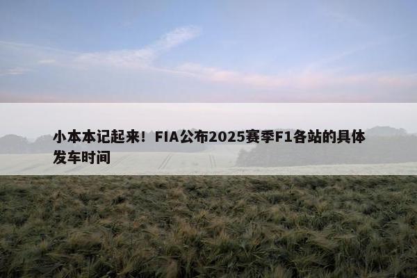 小本本记起来！FIA公布2025赛季F1各站的具体发车时间