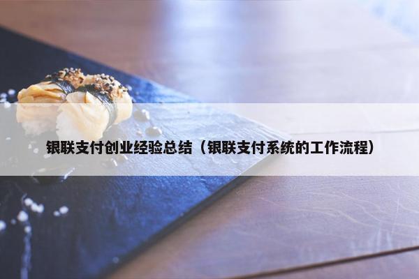 银联支付创业经验总结（银联支付系统的工作流程）