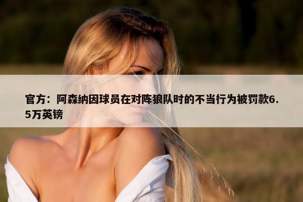 官方：阿森纳因球员在对阵狼队时的不当行为被罚款6.5万英镑