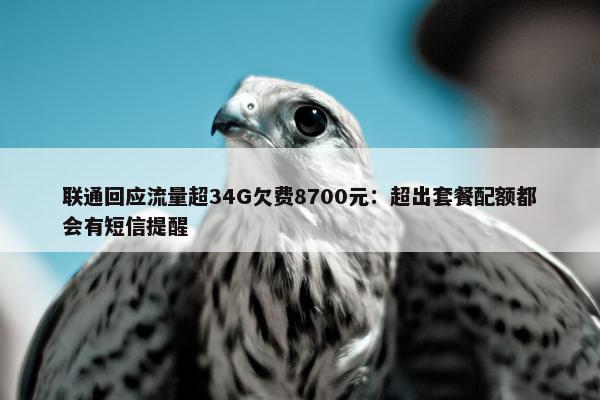 联通回应流量超34G欠费8700元：超出套餐配额都会有短信提醒