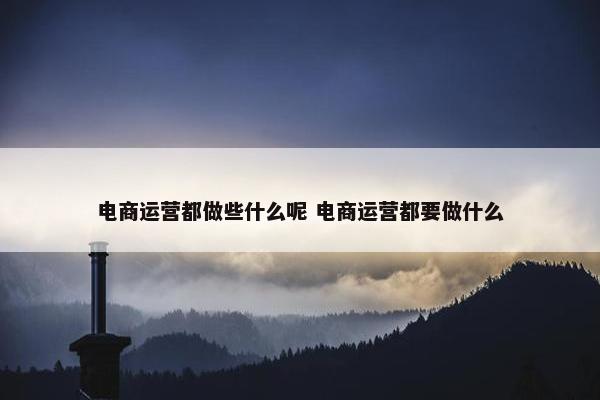 电商运营都做些什么呢 电商运营都要做什么