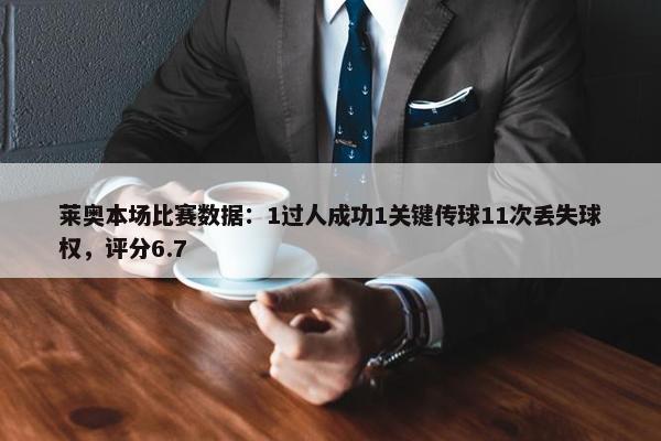 莱奥本场比赛数据：1过人成功1关键传球11次丢失球权，评分6.7