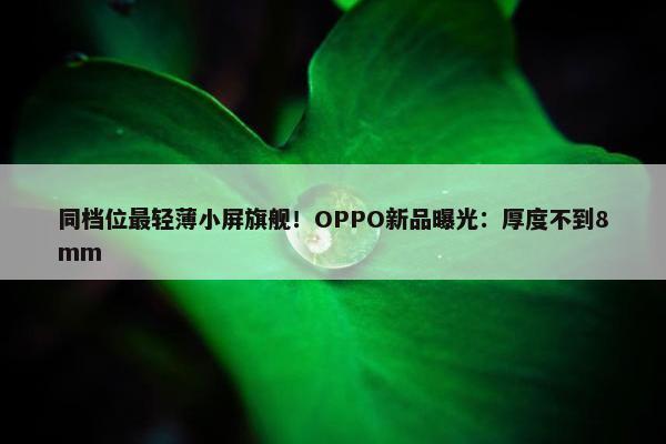 同档位最轻薄小屏旗舰！OPPO新品曝光：厚度不到8mm