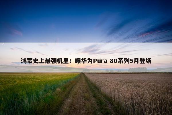 鸿蒙史上最强机皇！曝华为Pura 80系列5月登场