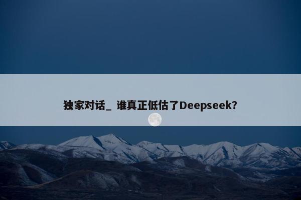 独家对话_ 谁真正低估了Deepseek？