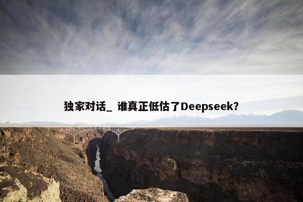 独家对话_ 谁真正低估了Deepseek？