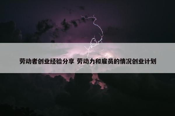 劳动者创业经验分享 劳动力和雇员的情况创业计划