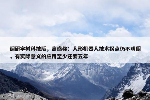 调研宇树科技后，高盛称：人形机器人技术拐点仍不明朗，有实际意义的应用至少还要五年