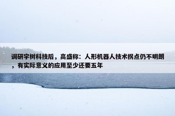 调研宇树科技后，高盛称：人形机器人技术拐点仍不明朗，有实际意义的应用至少还要五年