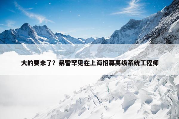 大的要来了？暴雪罕见在上海招募高级系统工程师