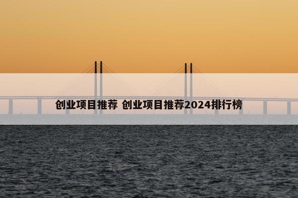 创业项目推荐 创业项目推荐2024排行榜