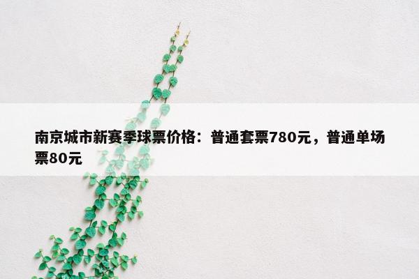 南京城市新赛季球票价格：普通套票780元，普通单场票80元