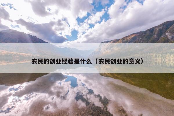 农民的创业经验是什么（农民创业的意义）