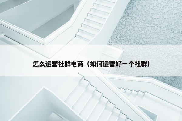 怎么运营社群电商（如何运营好一个社群）