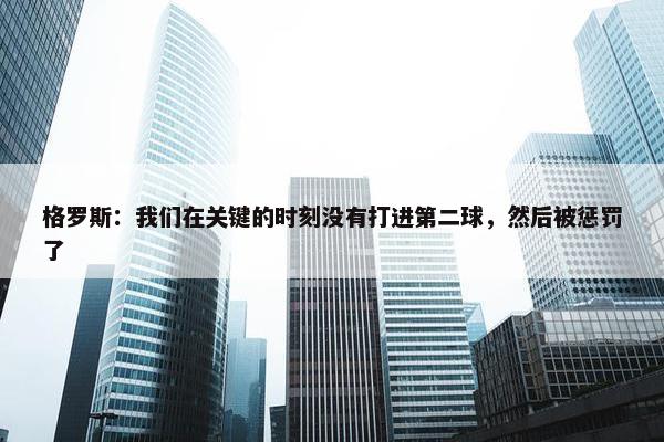 格罗斯：我们在关键的时刻没有打进第二球，然后被惩罚了