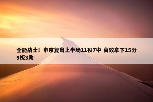 全能战士！申京复出上半场11投7中 高效拿下15分5板3助