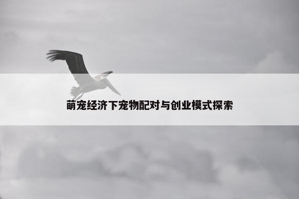 萌宠经济下宠物配对与创业模式探索