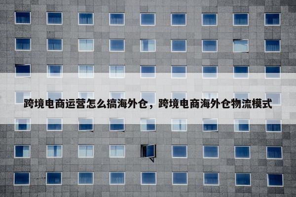 跨境电商运营怎么搞海外仓，跨境电商海外仓物流模式