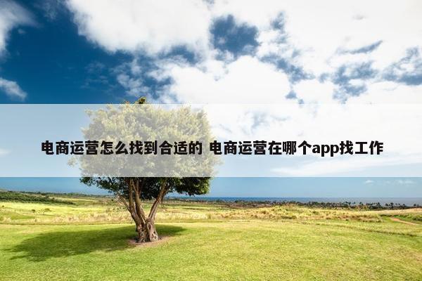 电商运营怎么找到合适的 电商运营在哪个app找工作