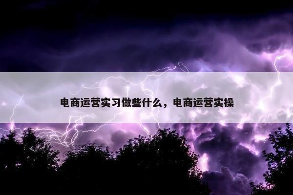 电商运营实习做些什么，电商运营实操