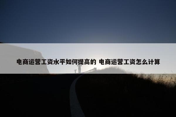 电商运营工资水平如何提高的 电商运营工资怎么计算